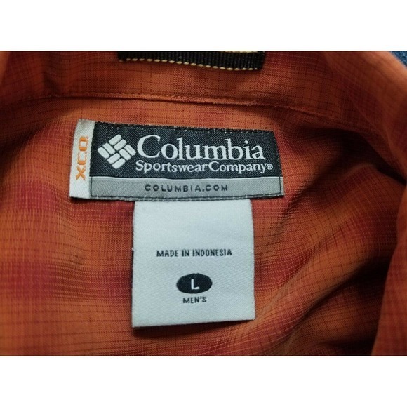 Columbia Men's XCO Sportswear Shirt Size Large Rust Plaid Short Sleeve - Picture 4 of 6